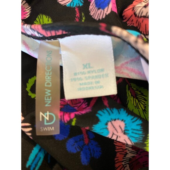 New Directions Swimsuit 2 Piece Halter Top Bottom Skirt Bright Floral Size 1X - Picture 6 of 10